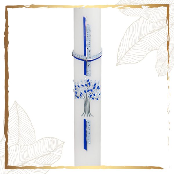 Taukerze mit Lebenbaum in blau