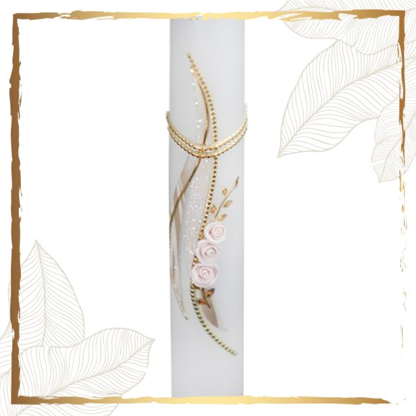 Taufkerze mit zartem Rosenmotiv