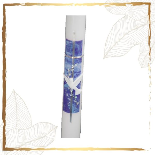 Taufkerze Taube mit Zweig