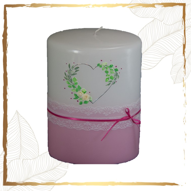 Hochzeitskerze Blätterherz Hallein