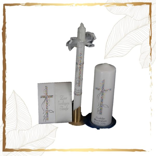 Taufkerzenset Regenbogenmosaik