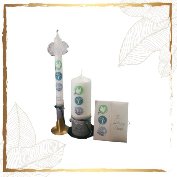 Taufkerzenset Vintage Türkis