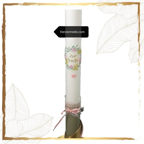 Taufkerze Blütenkranz Vintage