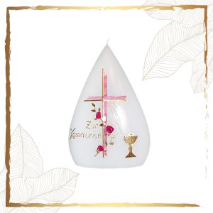 Kommunionkerze Tropfen Rosa