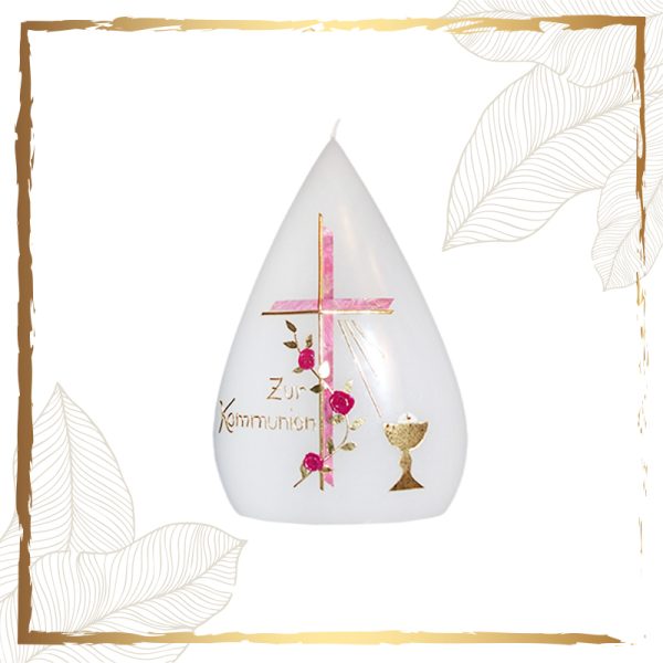 Kommunionkerze Tropfen Rosa
