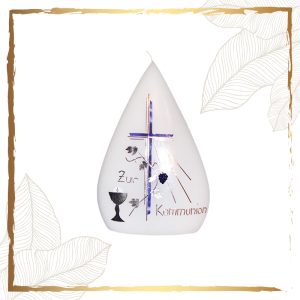 Kommunionkerze Tropfen Blau