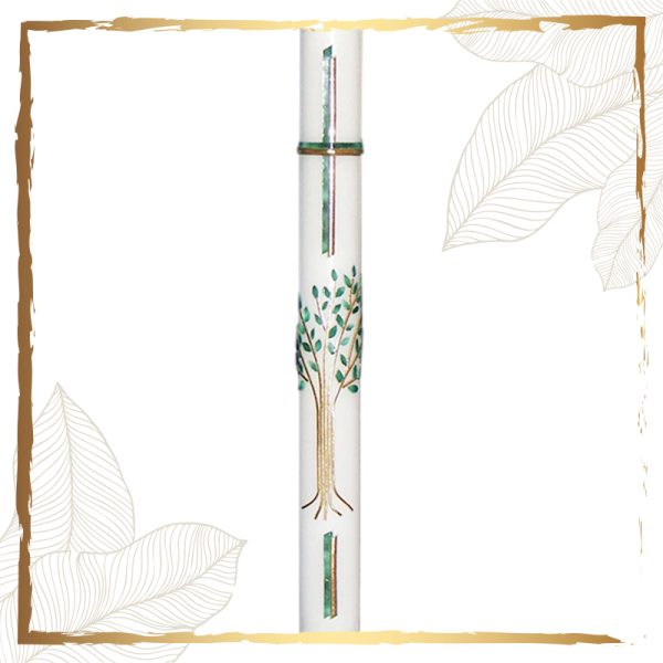 Taufkerze Lebensbaum Gruen Taufkerzen-exklusiv