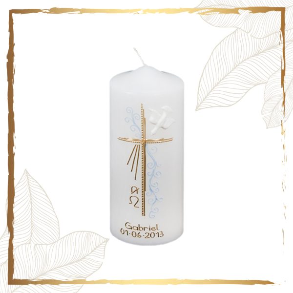 Taufkerze Blue Ornament 2 Taufkerzen-exklusiv