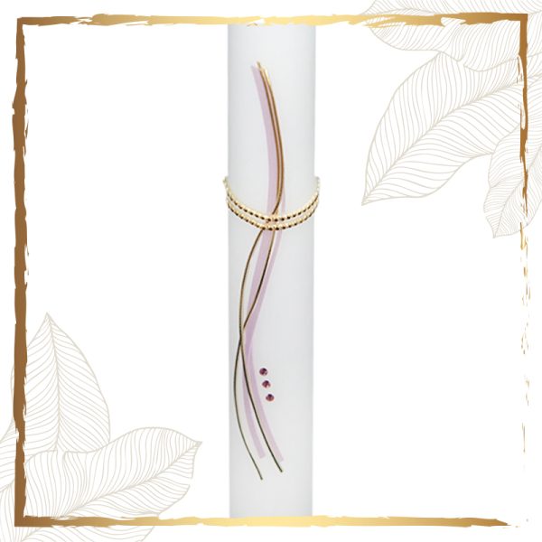 Taufkerze mit modernem Kreuz rosa Taufkerzen-modern