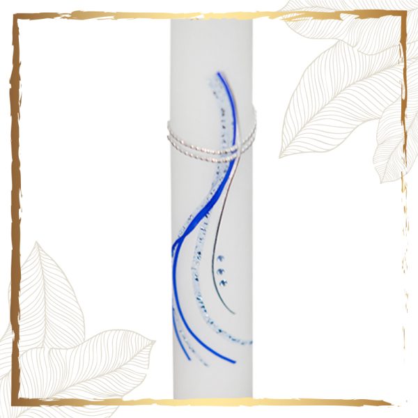 Taufkerze geschwungenes Kreuz blau/rosa Taufkerzen-modern