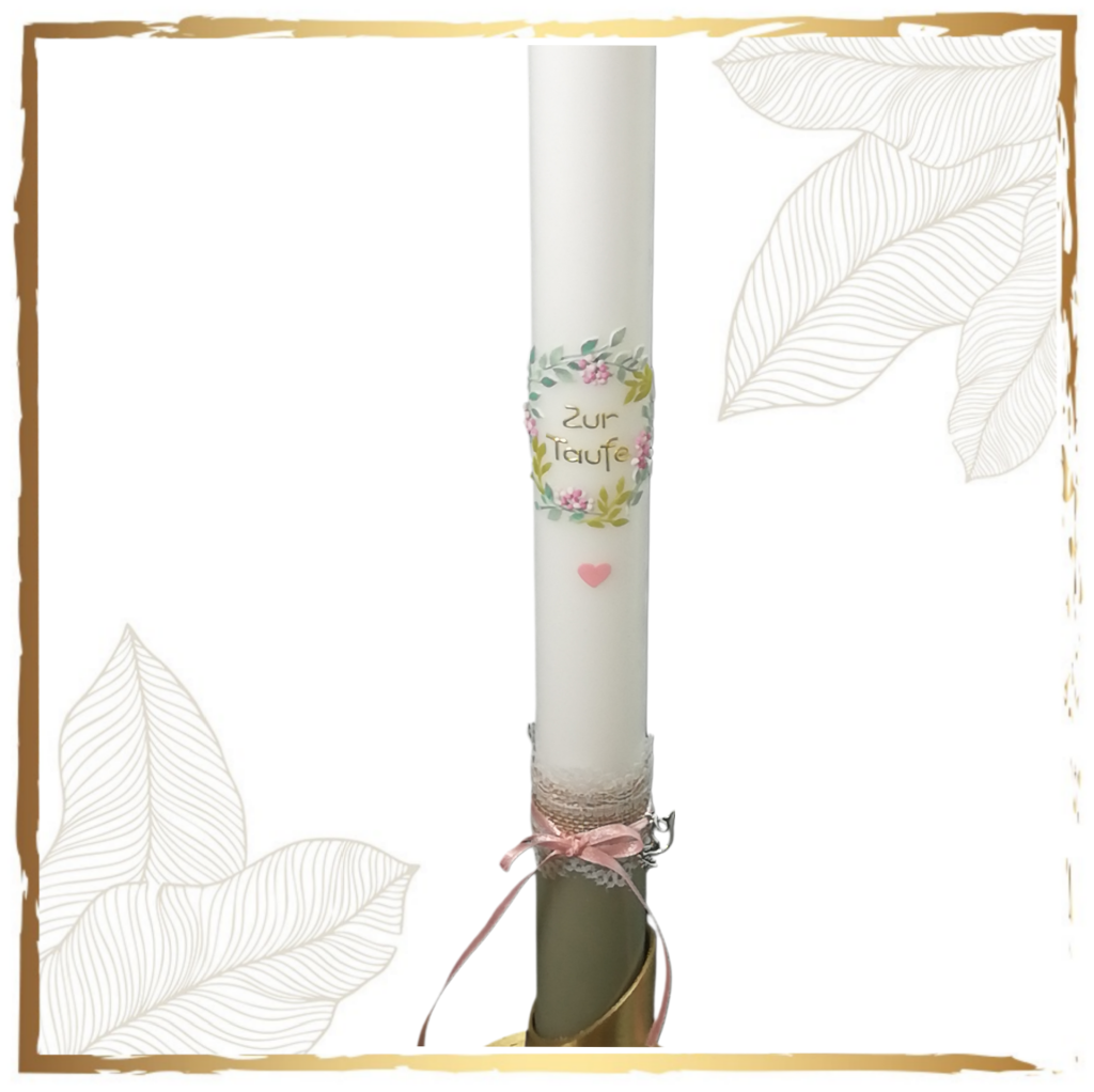 Taufkerze Vintage Blüten