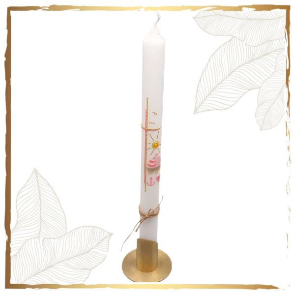 Taufkerze Vintage Schiff rosa