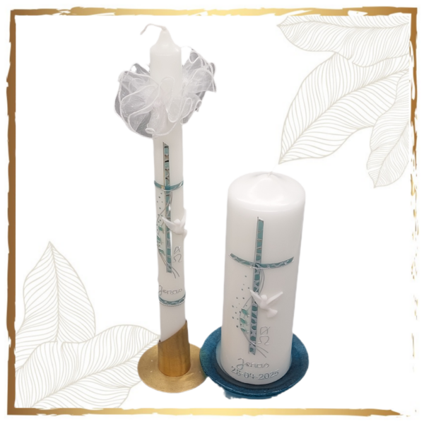 Taufkerzenset Fish and Dove