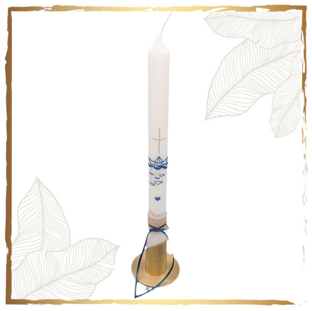 Taufkerze für kleine Buben mit Anker-Anhänger