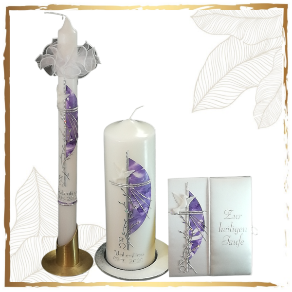 Taufkerzenset Luna Taube-Zweig