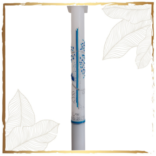 Taufkerze Lebensbaum mit Fisch