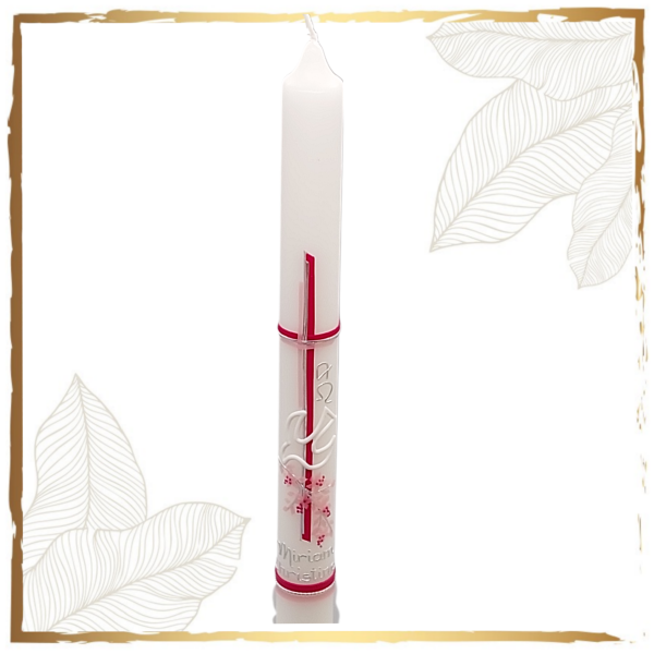 Taufkerze Blüten Blumen Taube Kreuz