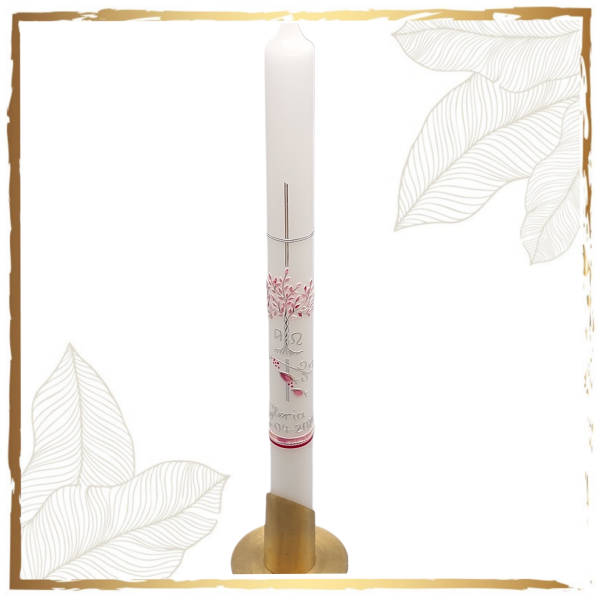 Taufkerze Lebensbaum Pasching Variant rosa