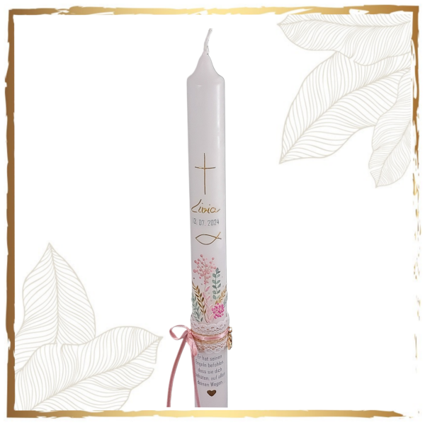 Taufkerze Vintage Flower