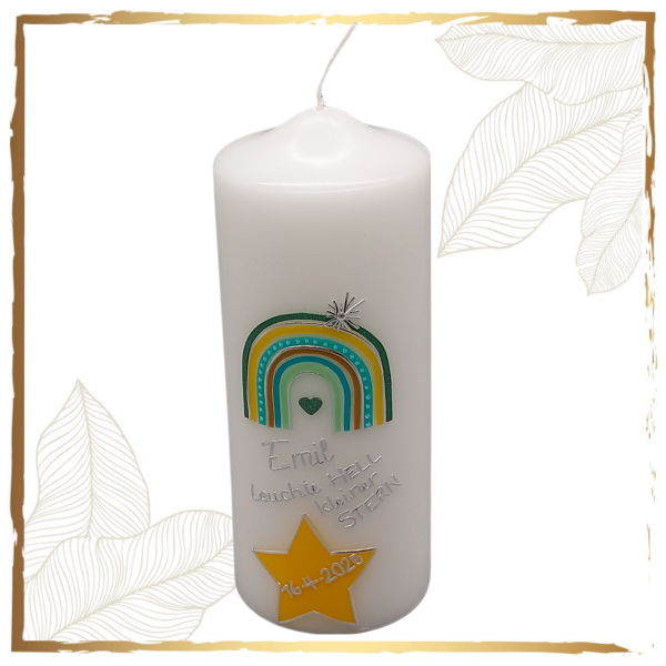 Trauerkerze Regenbogen mit Stern