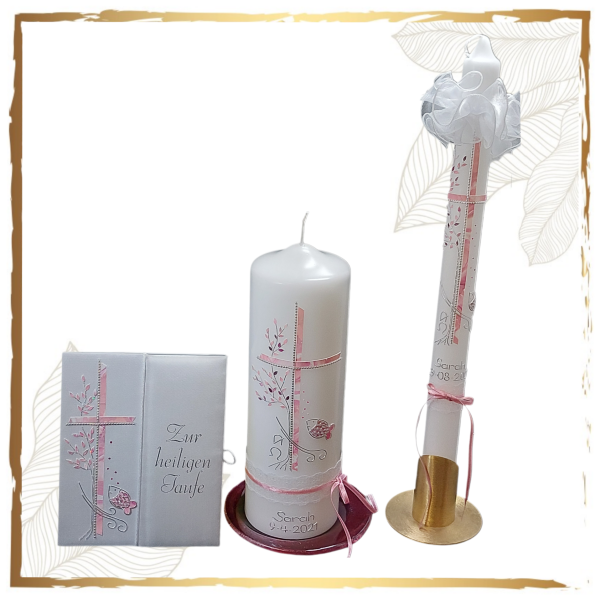 Taufkerzenset Fisch mit Lebensbaum