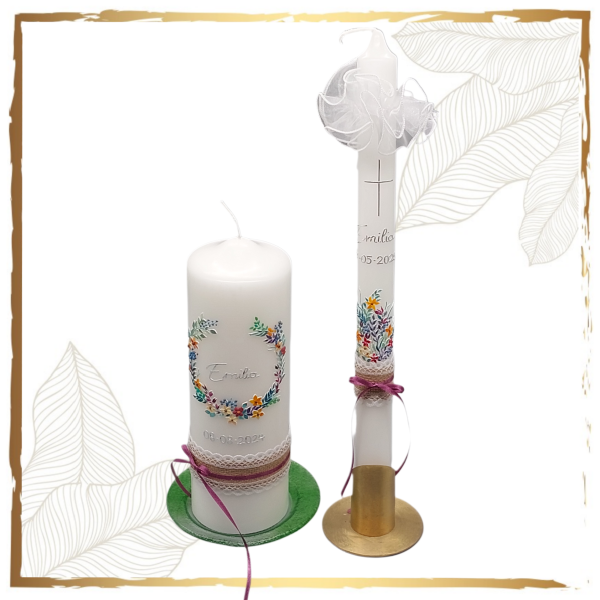 Taufkerzenset Blumenwiese