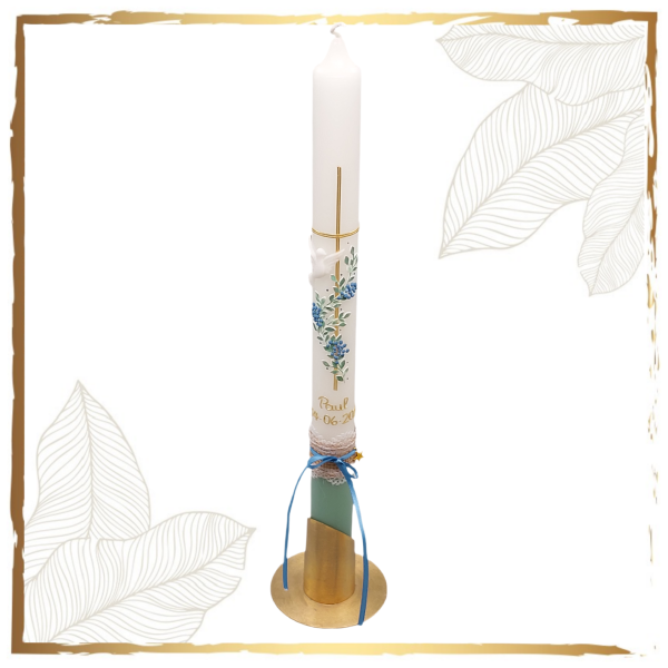 Taufkerze Vintage Dolden Dove Seafoam