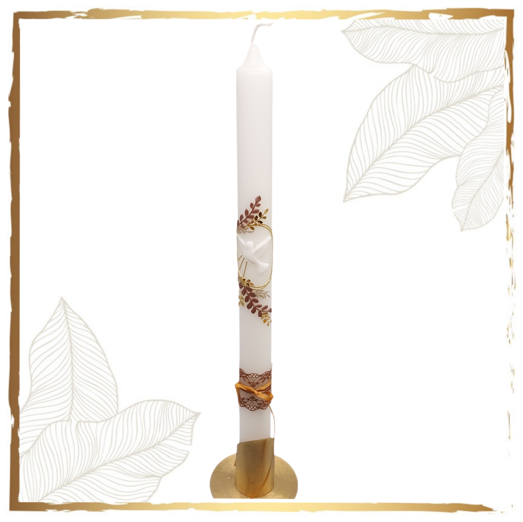 Taufkerze Vintage Blatt