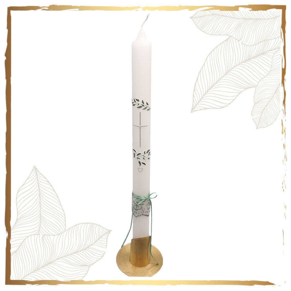 Taufkerze Olivenzweig