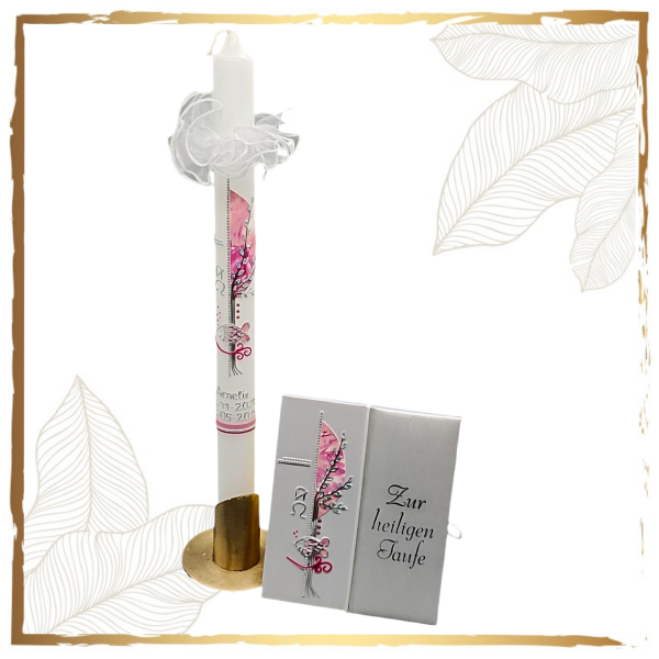 Taufkerzenset Rosa Fisch klein