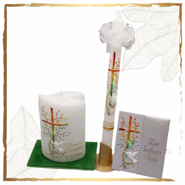 Taufkerzenset Paradiesbaum Variant Waves