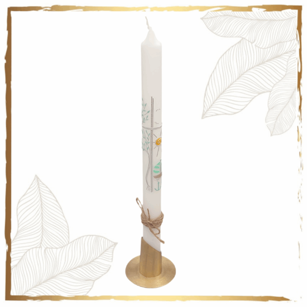 Taufkerze Vintage Schiff mit Lebensbaum