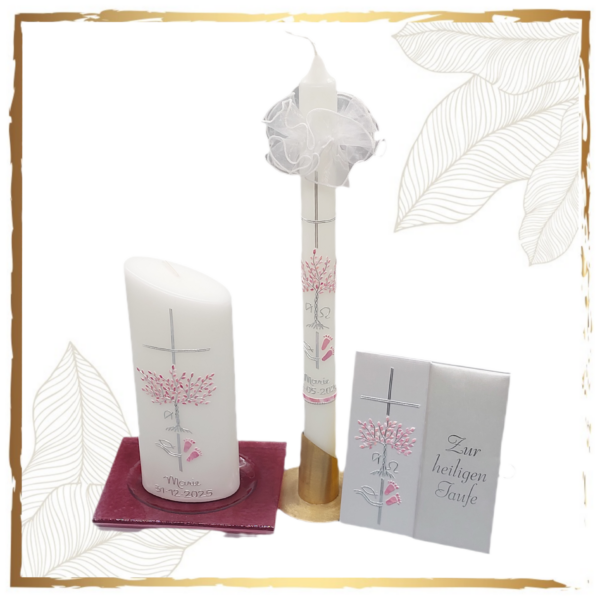 Taufkerzenset Pasching Ellipse mit Füßchen