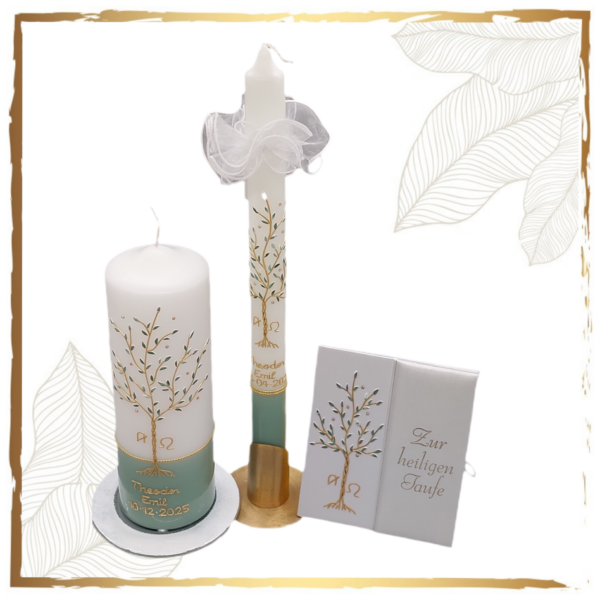 Taufkerzenset Baummotiv groß